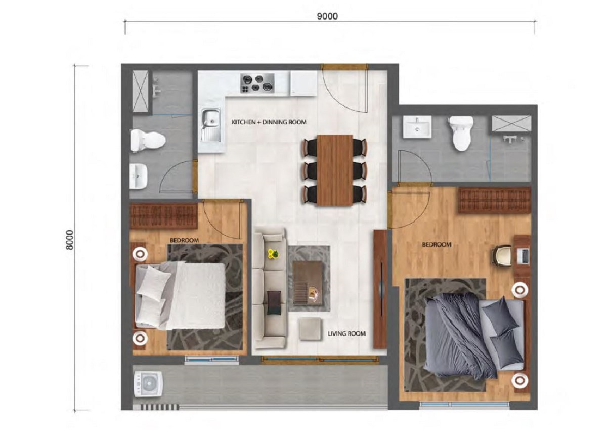 căn hộ 2pn loại 3 safira khang điền