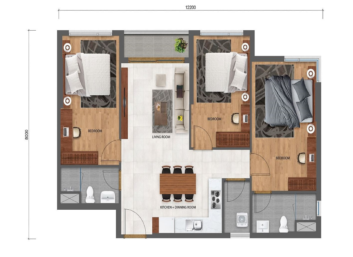 căn hộ 3pn safira khang điền loại 1
