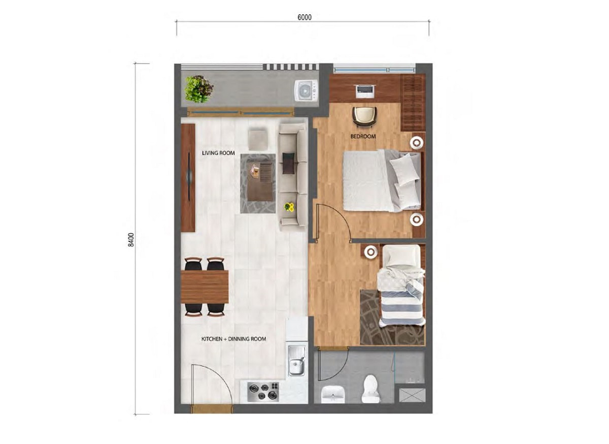 căn hộ 1+1 pn loại 1 safira khang điền
