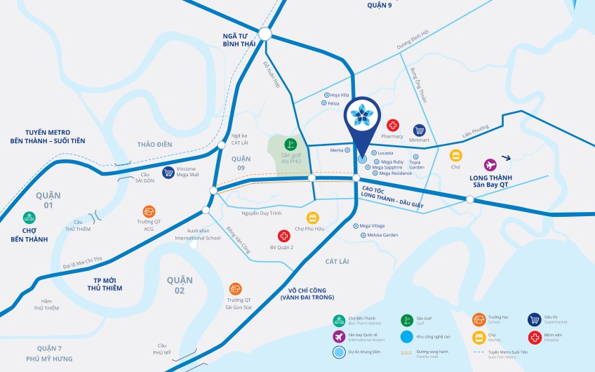 vị trí dự án safira khang điền